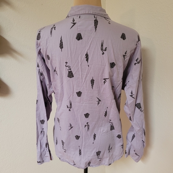 REI Co-op Norseland L/S Woven Shirt Light Purple Primitive Art Symbols - Picture 5 of 5
